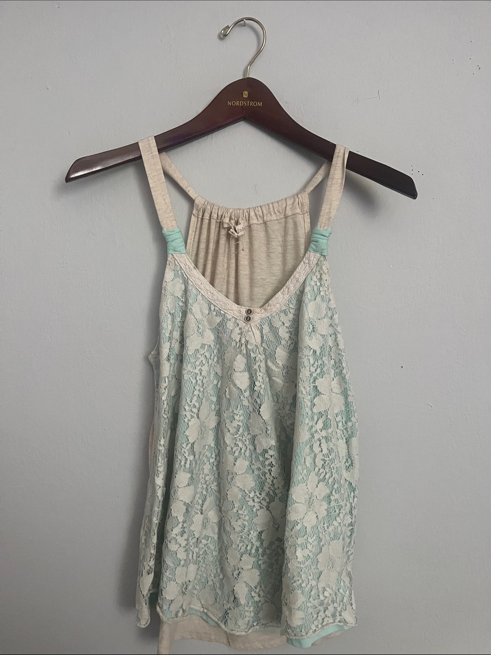 Rewind Mint Lace-Trim Cami with Cream Base